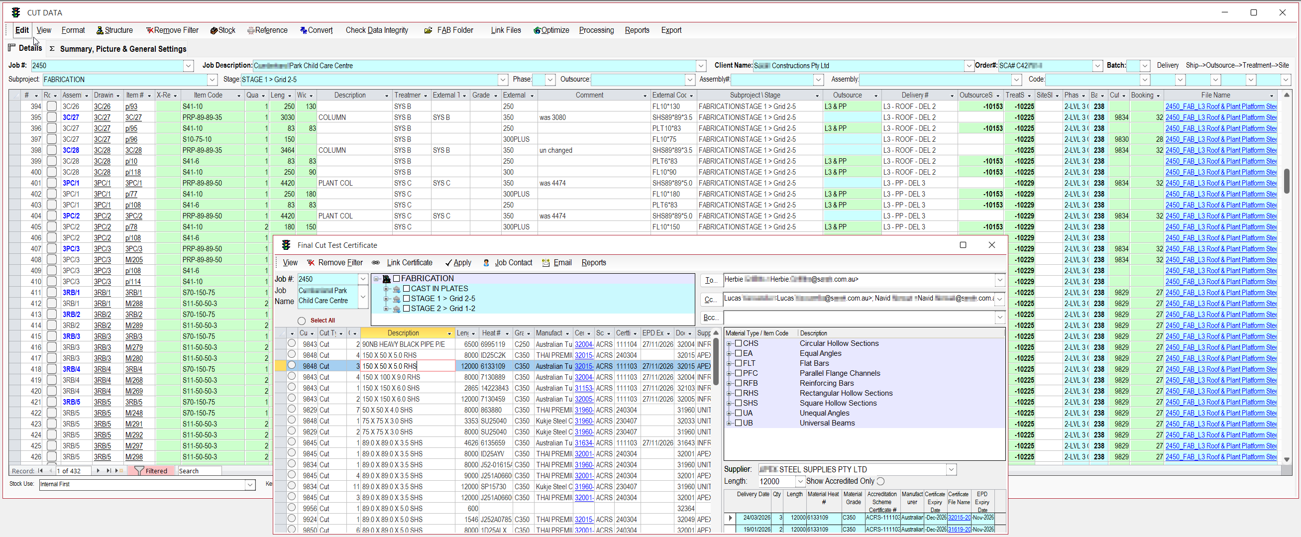 Material planning and traceability module